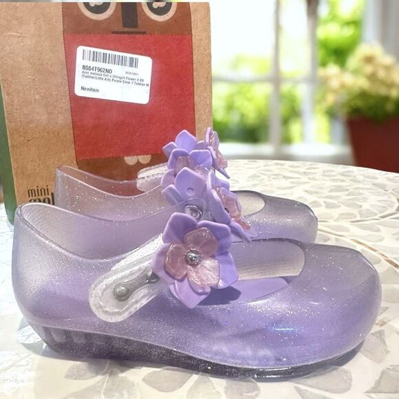 Mini Melissa Ultragirl Flower II Glitter Purple Jelly Shoes Toddler Size 7 NWT - Picture 3 of 10